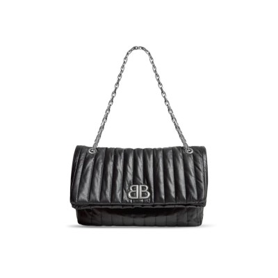 BALENCIAGA WOMEN'S MONACO CHAIN BAG MEDIUM IN BLACK 7659452AASE1000 (32.5*22*9.9cm)